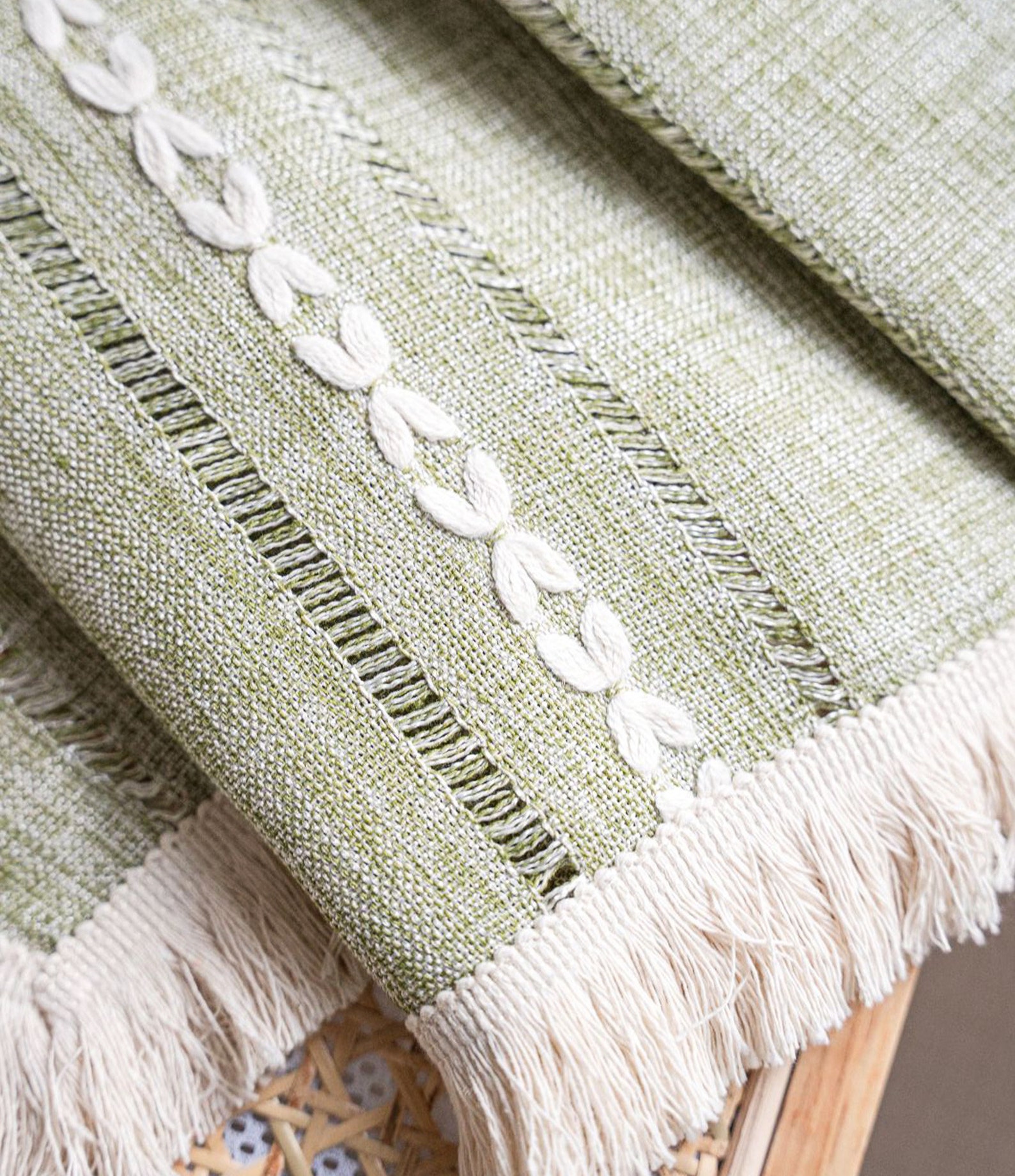 Vintage Curtains Boho Style Cotton Linen Green Curtain With Etsy UK