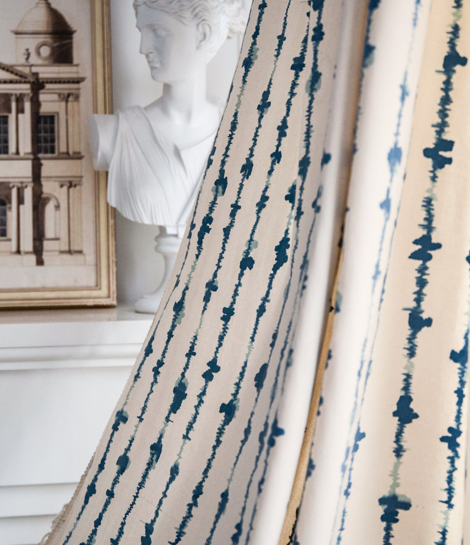 Boho Curtains Cotton Linen Blue Curtain With Tassels for Etsy