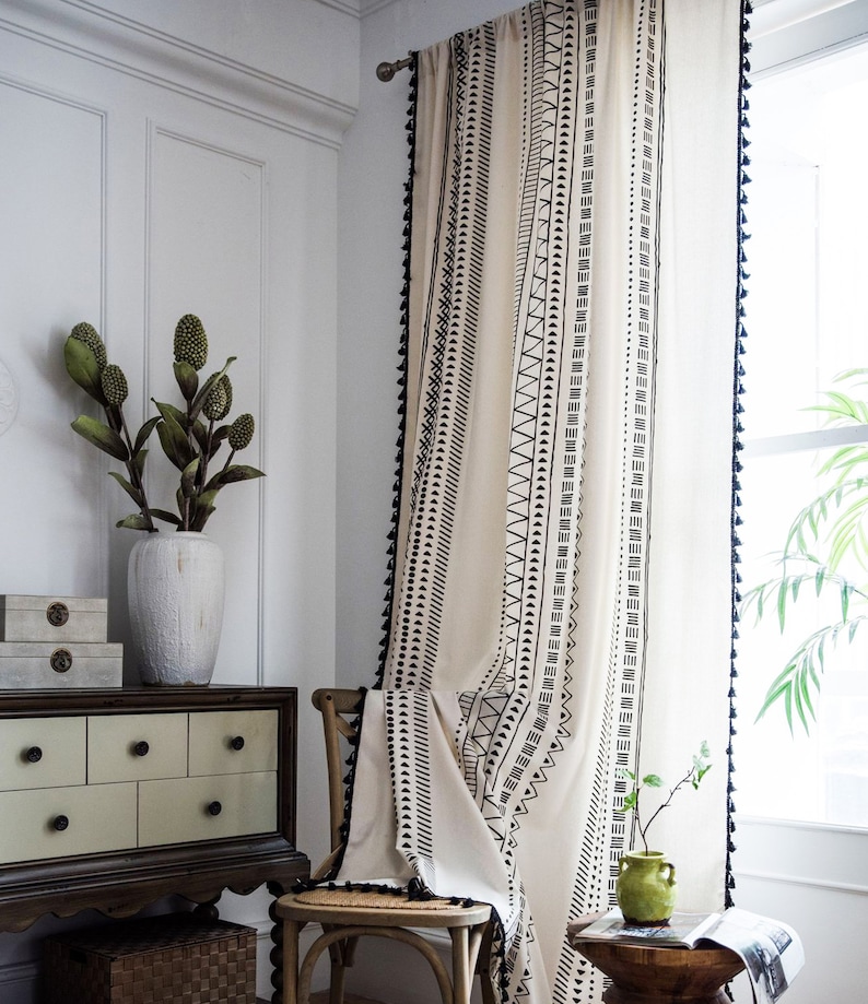 White Boho Curtains Cotton Linen Curtains Boho Decor Boho Etsy