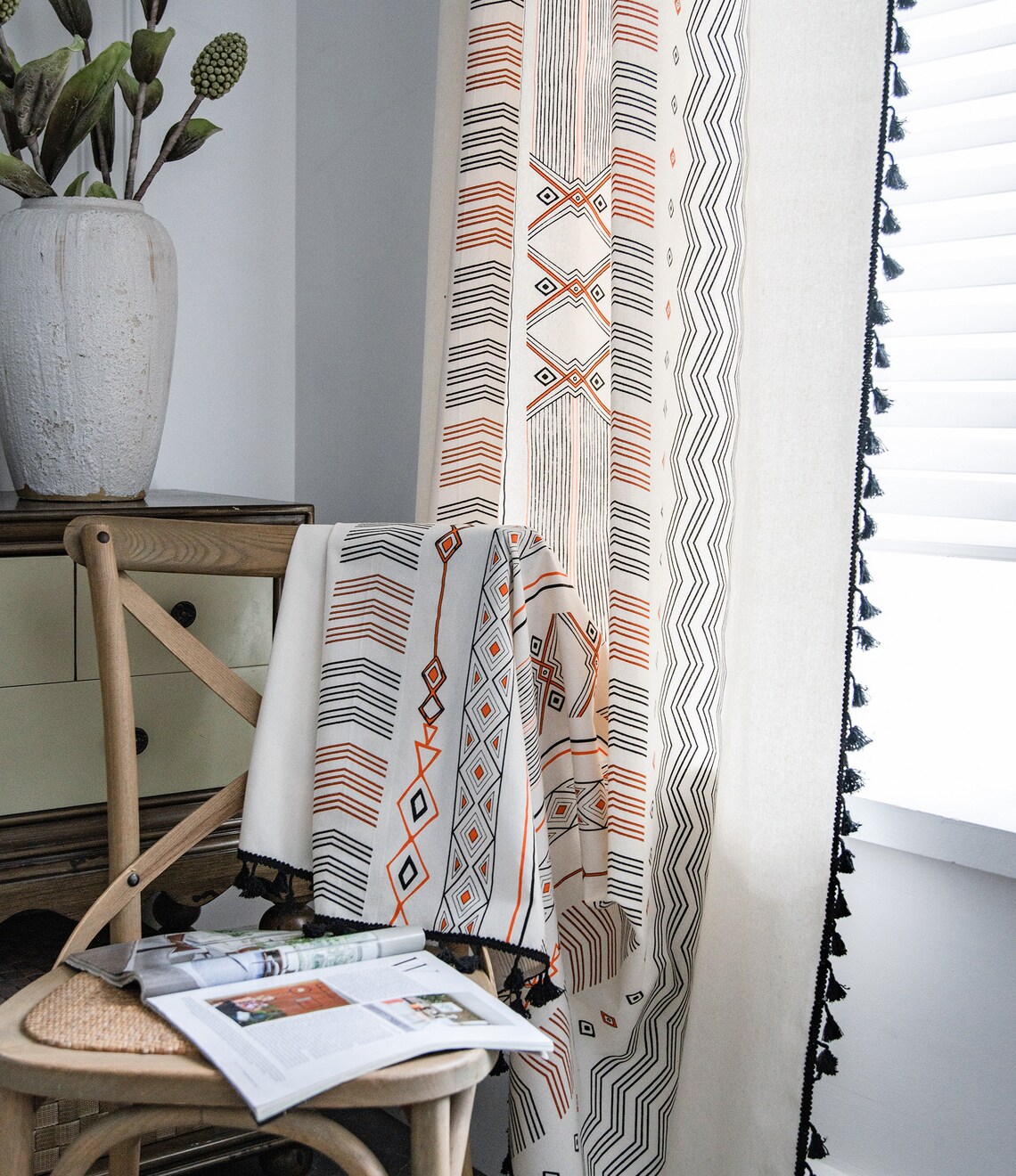 Boho Curtains Cotton Linen Curtains Boho Handmade Curtain - Etsy