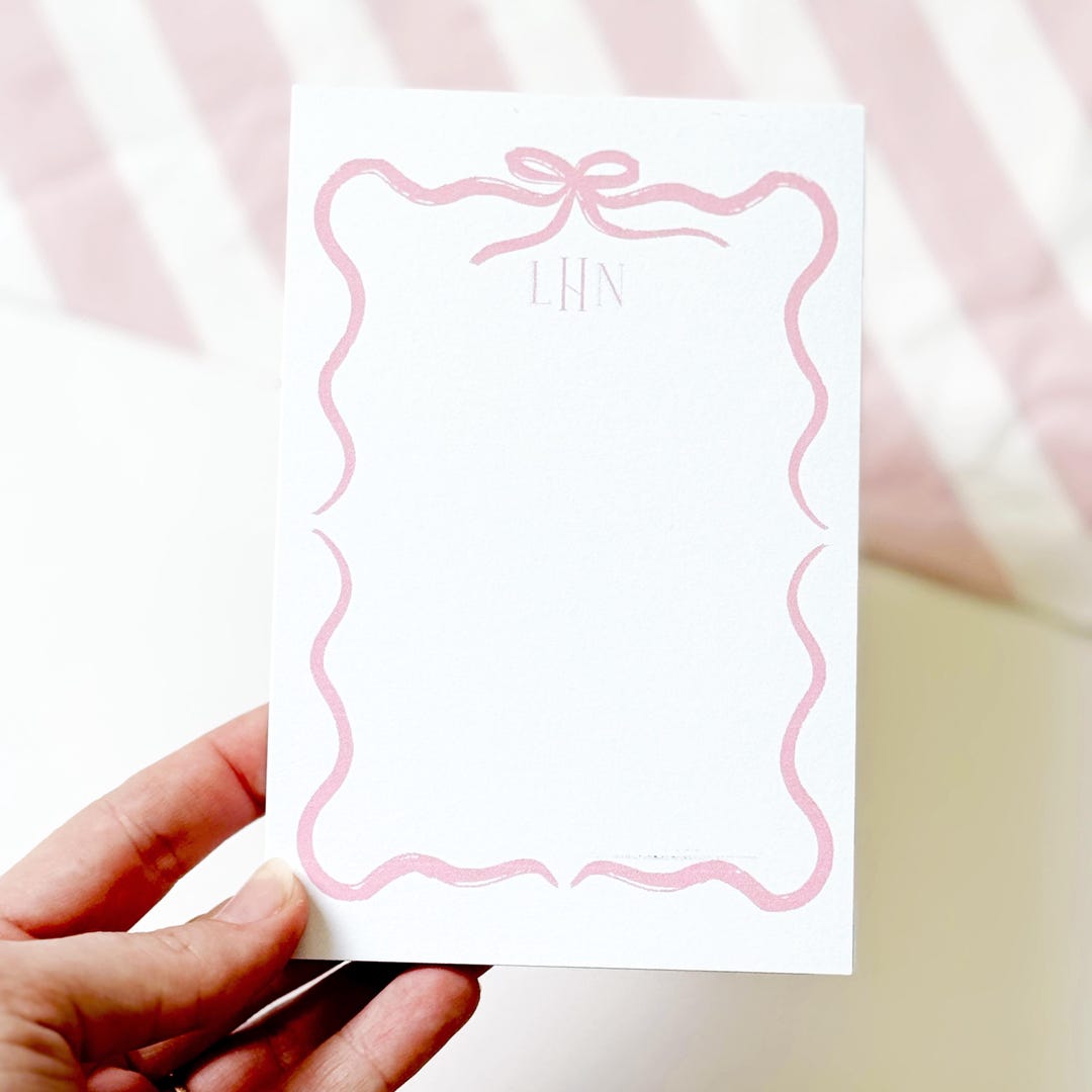 Bow Notepad Custom Coquette Bow Notepad, Bow Theme Stationery, Bow Customized ...