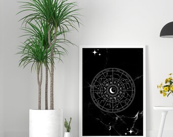 Zodiac Art Print, Abstract Minimal Illustration Canvas Print, Digital Wall Art, Astrology Zodiac Poster, Wall Decor