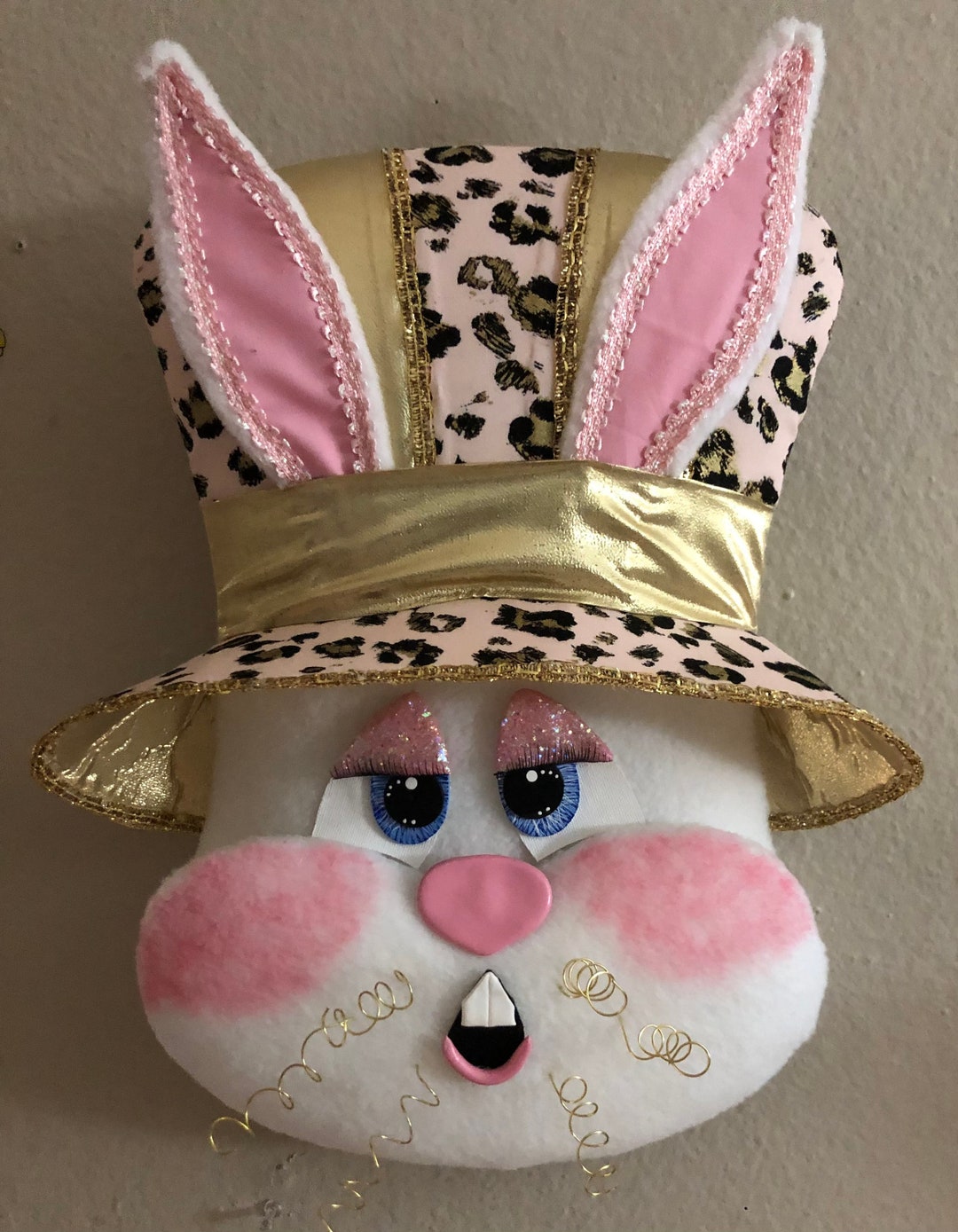 Pink and Gold Leopard Print Bunny - Etsy