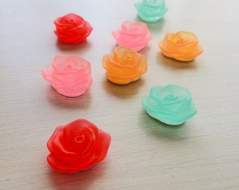 Rose Colorate Plastica Rigida - Sei Rose Piatte in Plastica 25 mm