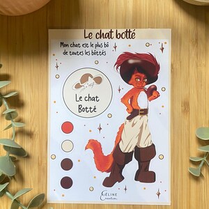 Planche de 7 stickers " Le Chat Botté " - planches d'autocollants, stickers bujo, story stickers
