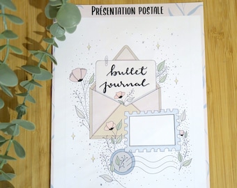 Grand sticker « Présentation postale », couverture de bujo, page de garde - Autocollant, sticker bullet journal, présentation