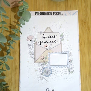 Grand sticker « Présentation postale », couverture de bujo, page de garde - Autocollant, sticker bullet journal, présentation