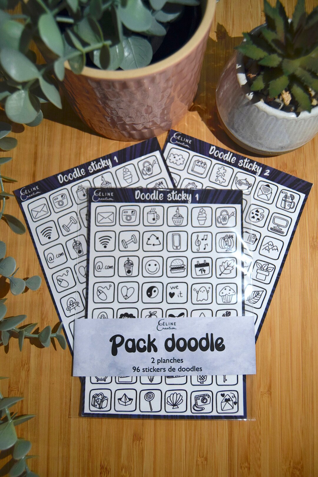 Board of 48 Stickers "doodle Sticky" - Several Versions Available ...