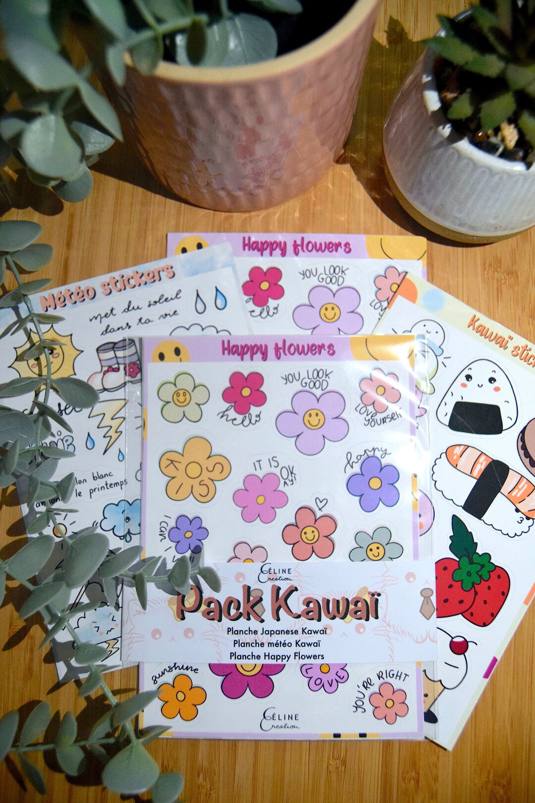 Pack Kawaii, 56 Stickers 3 Sticker Boards Sticker Boards, Bujo Stickers ...