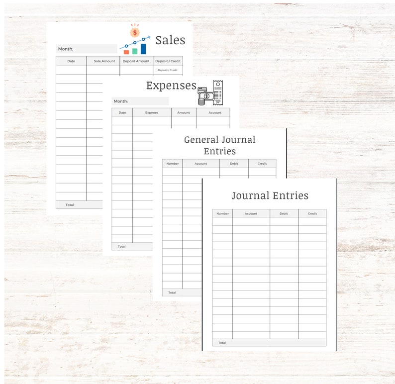 Bookkeeping Tracker. Income. Expenses. Journal Entries. PDF Download ...