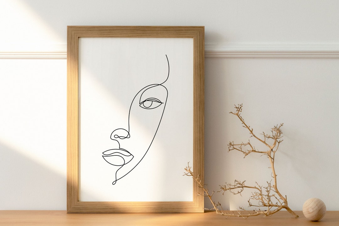 Woman Line Art Print, Woman Line Drawing Wall Art, Living Room Wall Art