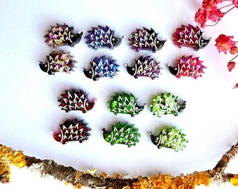 Hedgehog Stud Earrings,Handmade Resin Wildlife Jewellery, Choose Your Colour, Hypoallergenic Nature Gift