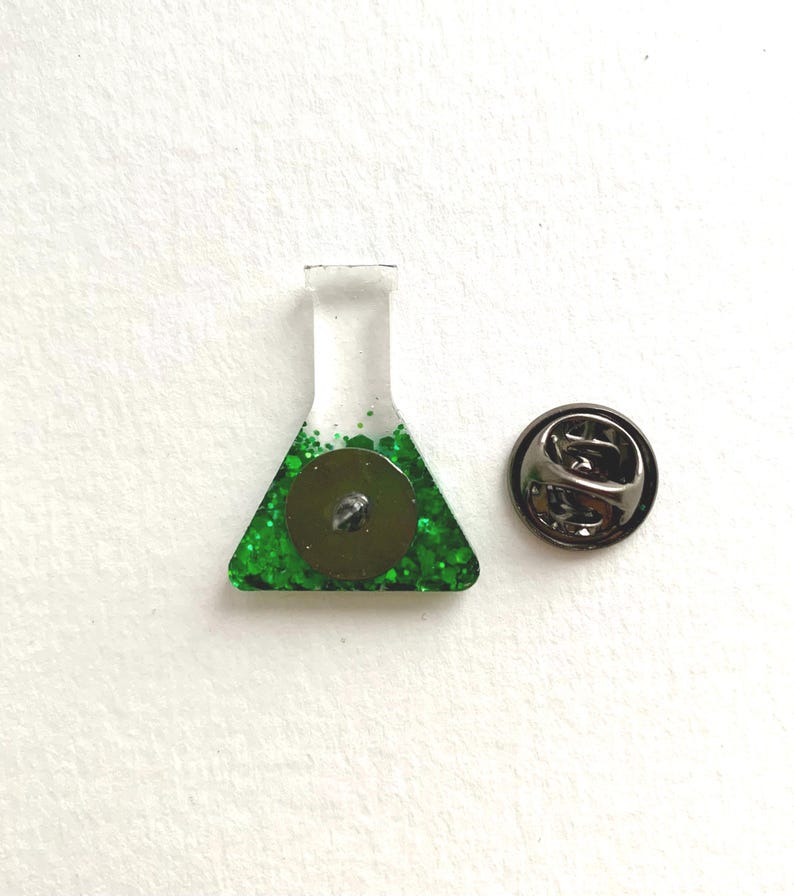 Green Glitter Conical Flask Pin – Science Gift, Handmade Badge - Etsy