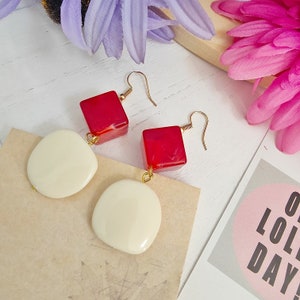 Red and White Lolly Earrings | Handmade Upcycled Earrings | Limited Edition Design Made-To-Order Earrings - TRINKETING
