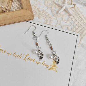 Silver Leaf Charm Drop Earrings | Handmade Upcycled Earrings | Limited Edition Design Made-To-Order Earrings - TRINKETING