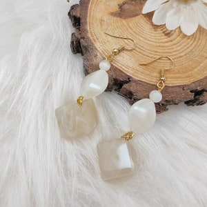 Ivory Cateye Lolly Earrings | Handmade Upcycled Earrings | Limited Edition Design Made-To-Order Earrings - TRINKETING