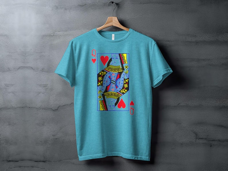 Vintage Queen of Hearts Tshirt, Classic Playing Card Tee, Retro Poker