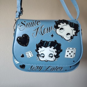 Chicana Blue Betty Boop Bedazzled handbag