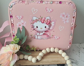 Fairy Kitty with Cherry Blooms Makeup Vanity Bag