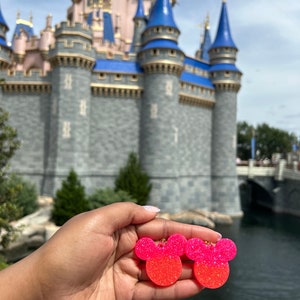 Flat Mickey Mouse Earrings|Resin Earrings|Glitter Mickey|Summer Earrings|Disney|Mickey Mouse Earrings|Glitter Earrings|Mickey|Glitter|Disney