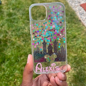 Custodia per iPhone con glitter di Topolino/Custodia per iPhone con castello Disney/Custodia per iPhone/Glitter/iPhone8 9 X XR 11 12 13/Custodie per telefono/Custodia per telefono con glitter/Disney
