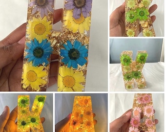 Letras grandes hechas a mano/Luz nocturna/Letra luminosa de flores prensadas (11,4 cm)/Luces LED/Decoración de habitación/Decoración de guardería/Regalos para niños/Decoración del hogar/Regalos