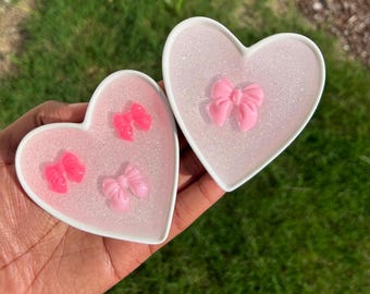 Coquette Bow Trinket Dish|Trinket Tray|Croquette|Resin Heart Trinket |Bridesmaid Gifts|Bow Trinkey Tray|Coquette Tray|Jewlery Dish|Ring Dish