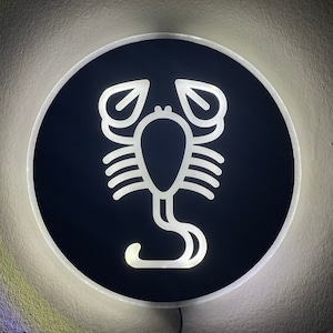 Scorpio, Led Wall Sign, Scorpion, Edge Lit Acrylic, Astrology, Like-Neon, Large Round Circle Hanging Wall Art, Astrology
