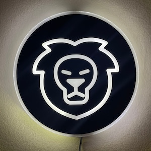 Leo Lion, Led Wall Sign, Astrology, Edge Lit Acrylic, Like-Neon, Large Round Circle Hanging Wall Art, Zodiac