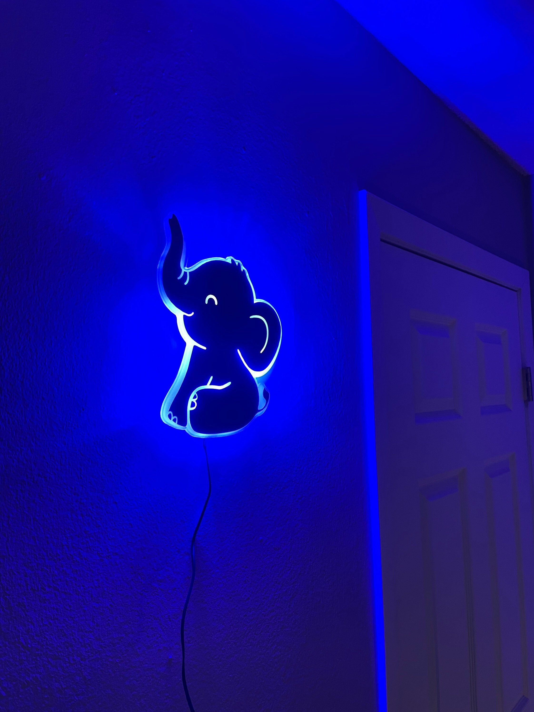 Blue Elephant Sign Blue Baby Elephant Sign, Led Wall Sign, Edge Lit Acrylic, Like-neon ...