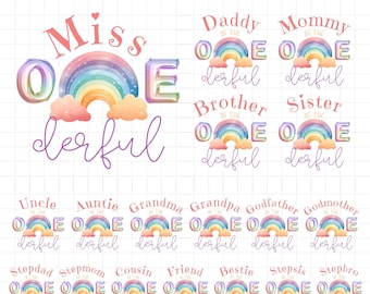Rainbow first birthday shirt PNG bundle sublimation, Rainbow onederful first birthday shirt png, Miss onderful birthday shirt PNG bundle