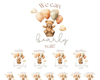 Neutral We can bearly wait baby shower PNG sublimation, Gender Neutral Teddy bear shirt png, Teddy bear we can bearly wait shirt PNG