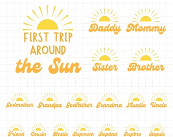 First trip around the sun birthday shirt PNG bundle sublimation, Around tge sun birthday png bundle, Sun first birthday shirt PNG bundle