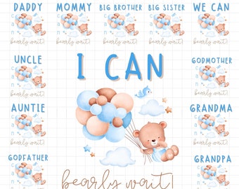We can bearly wait baby shower shirt PNG bundle sublimation, Teddy bear shirt png, Teddy bear we can bearly wait family matching shirt PNG