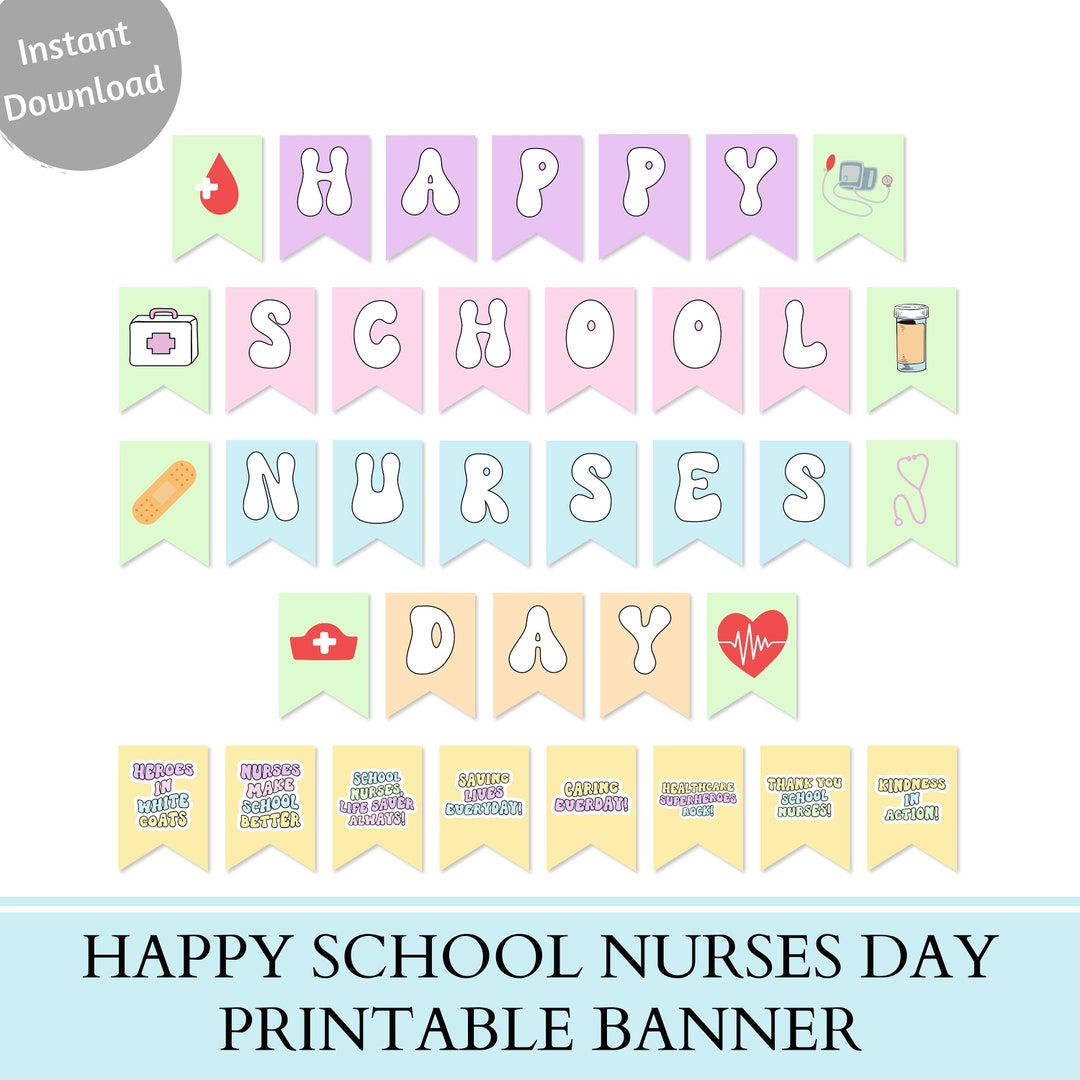 School Nurses Day Banner 2024, School Nurses Appreciation Day Printable ...