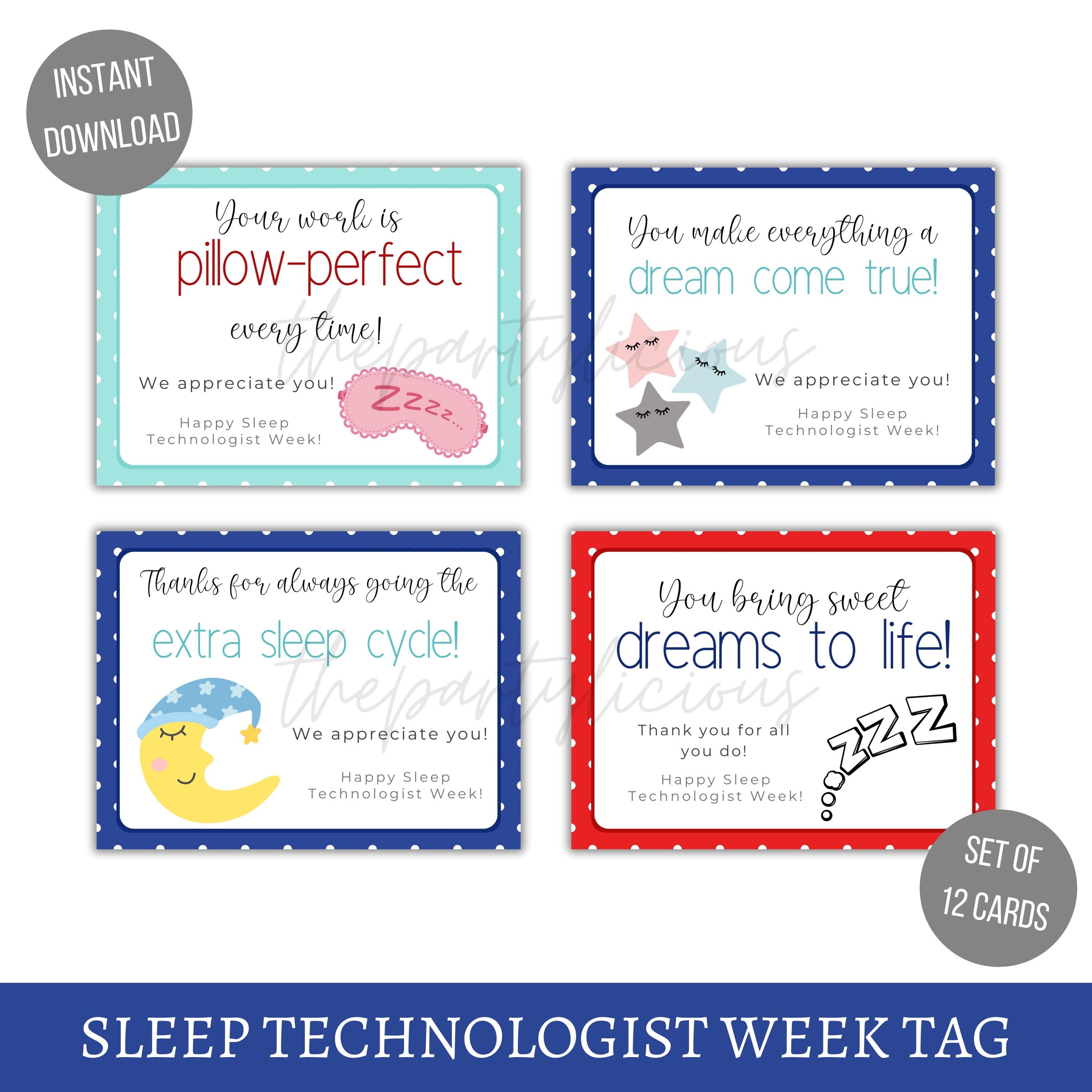 Sleep Tech Week Vector Sleep Technologist Week Printable Gift Tags, Sleep Tech Week Gift Ideas ...