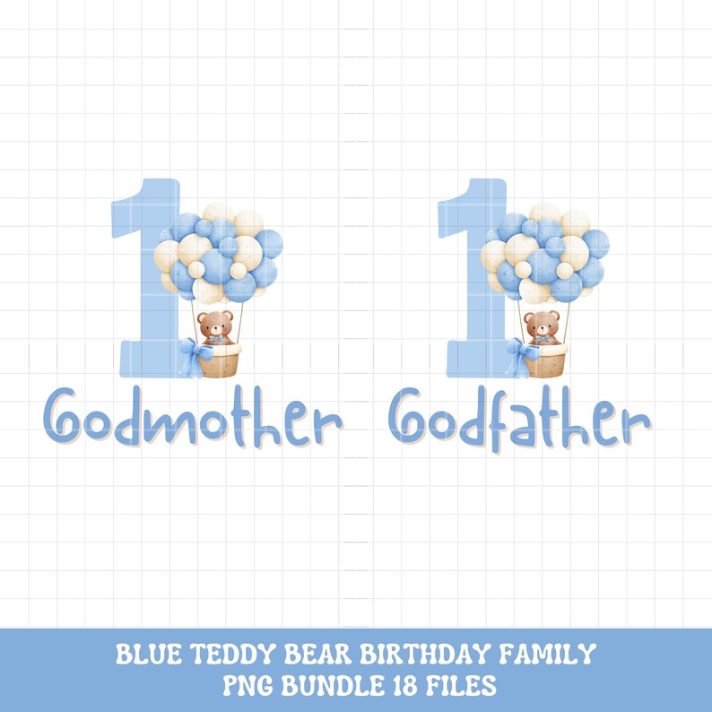 Teddy Bear First Birthday PNG Bundle Sublimation, Blue Teddy Bear ...