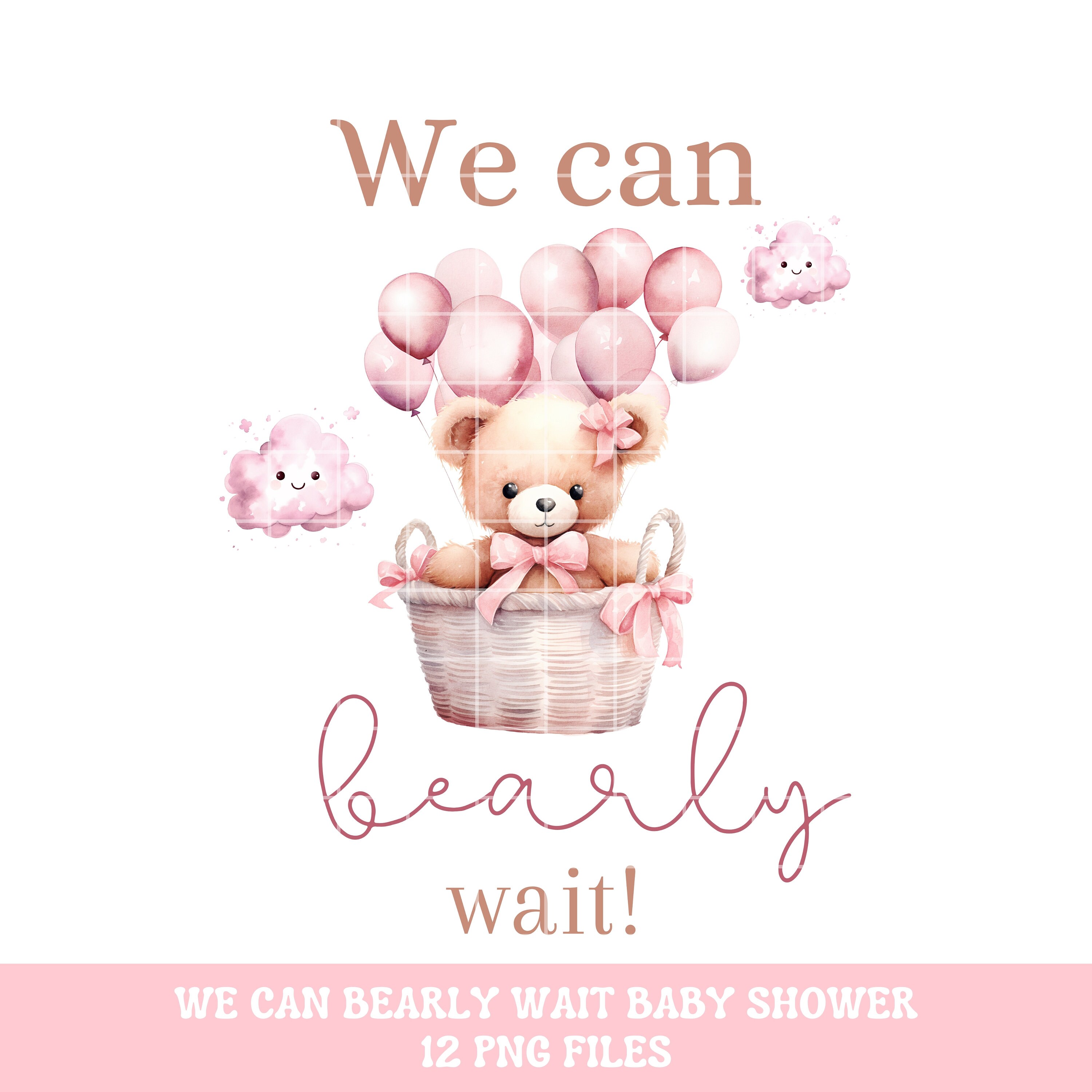 Wait Baby Girl Pink We Can Bearly Wait Baby Shower Shirt PNG Bundle Sublimation ...