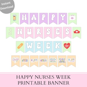 Printable Happy Nurses month banner, Nurses week appreciation banner decor, Thank you Nurses sign banner, Instant Download