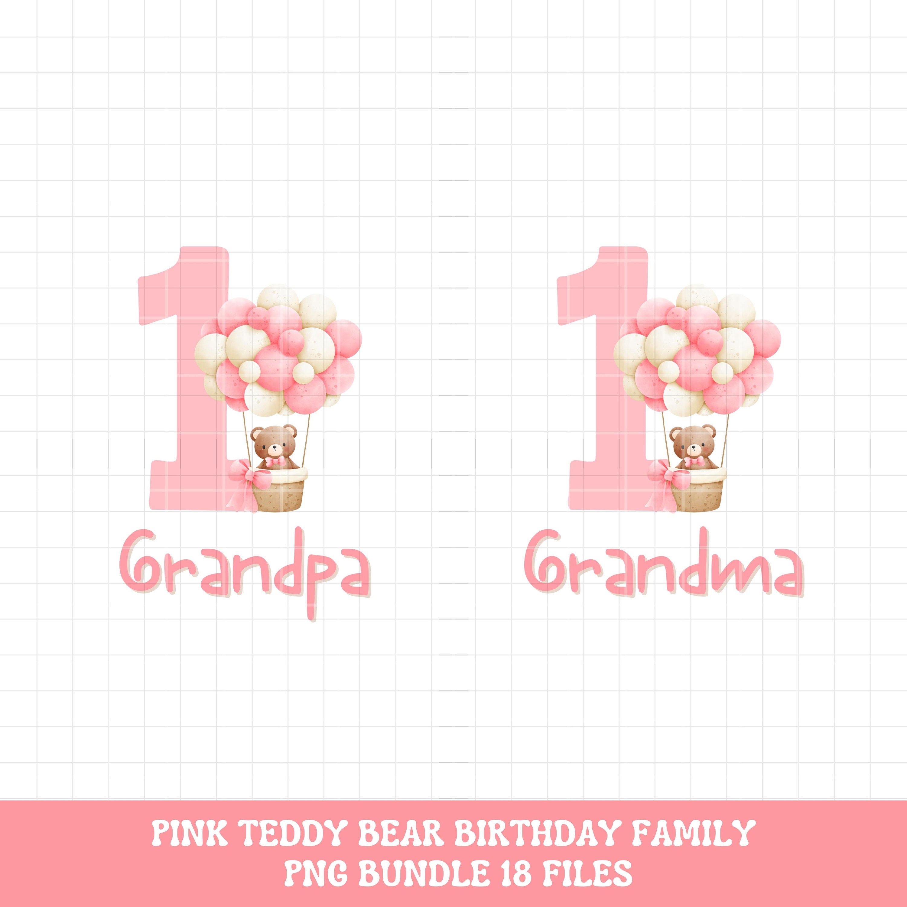Girls Teddy Bear First Birthday PNG Bundle Sublimation, Pink Teddy Bear ...