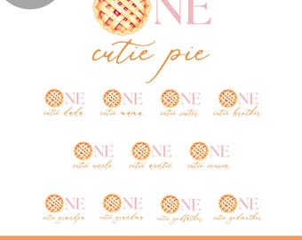 One Cutie Pie verjaardagsshirt PNG-bundel, Sweet as a Pie meisjes eerste verjaardag familie bijpassende shirt PNG opstrijkbare overdracht, Instant Download