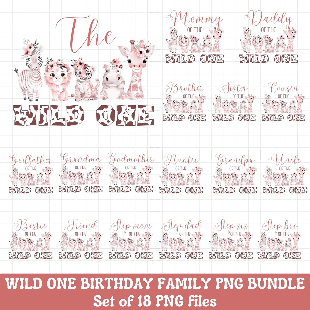 Girls Wild One Baby Safari Birthday Shirt PNG Sublimation, Baby Animal ...