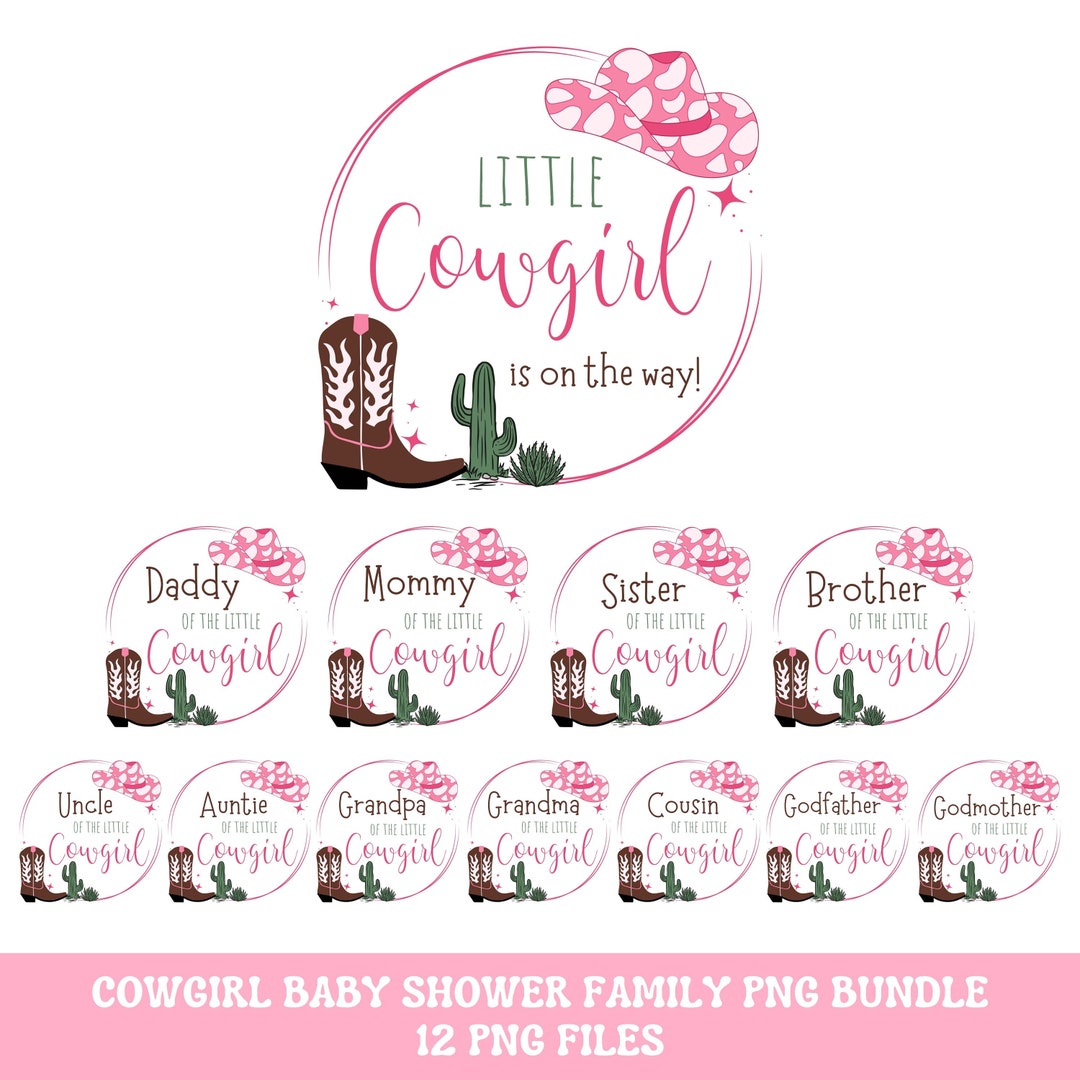 Cowgirl Baby Shower PNG Bundle Sublimation, Rodeo Baby Shower Png ...