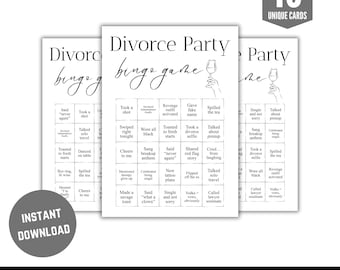 Printable Divorce Party bingo games, Breakup party game bingo, Newly single ladies night divorce celebration bingo cards, Instant Download