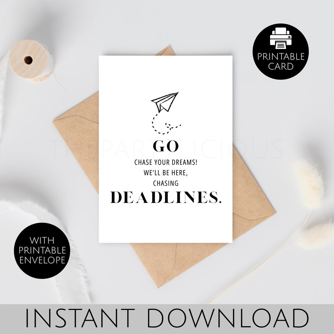 Printable Go Chase Farewell Greeting Card for Colleague or Boss Funny ...