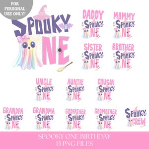 Koszulka z okazji pierwszych urodzin dla dziewczynek w stylu „Upiorne” w formacie PNG, pierwsze urodziny w stylu Halloween w sublimacji, pierwsza impreza w stylu Halloween w formacie PNG, koszulka z okazji pierwszych urodzin w stylu „Upiorne” w formacie PNG