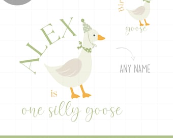 Personalised One Silly Goose birthday shirt png sublimation, Silly Goose First birthday party png bundle, Goose themed First birthday png
