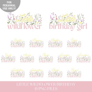 Wildflower birthday shirt PNG bundle,  Little Wildflower birthday shirt PNG iron on transfer, Girl birthday shirt png , Instant Download
