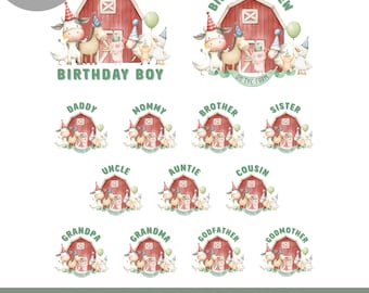 Farm Animals birthday shirt PNG bundle, Farm animals boys birthday shirt family matching PNG iron on transfer, Instant Download