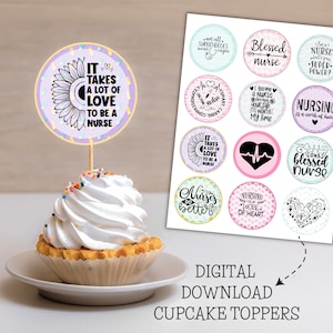 Décorations de cupcakes imprimables de la semaine des infirmières, décorations de la semaine des infirmières heureuses, décorations de cupcakes de la semaine des infirmières, téléchargement immédiat